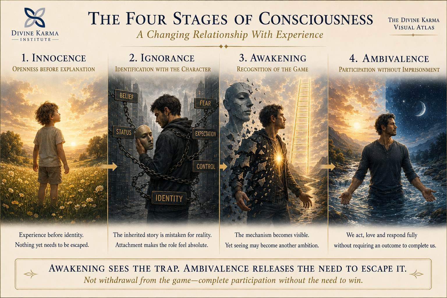 The Four Stages of Consciousness. Innocence, Ignorance, Awakening, Ambivalence.