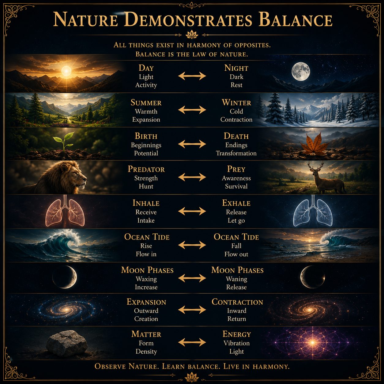 Nature Demonstrates Balance. Day and night, tide and turn: nature keeps showing us the pattern.