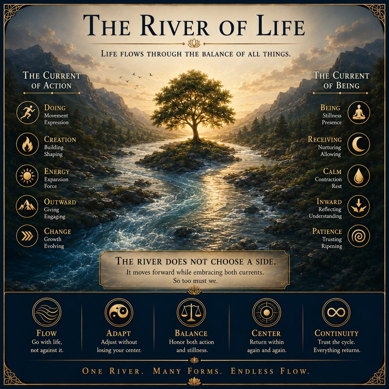 The River of Life. The current of action and the current of being, one river.