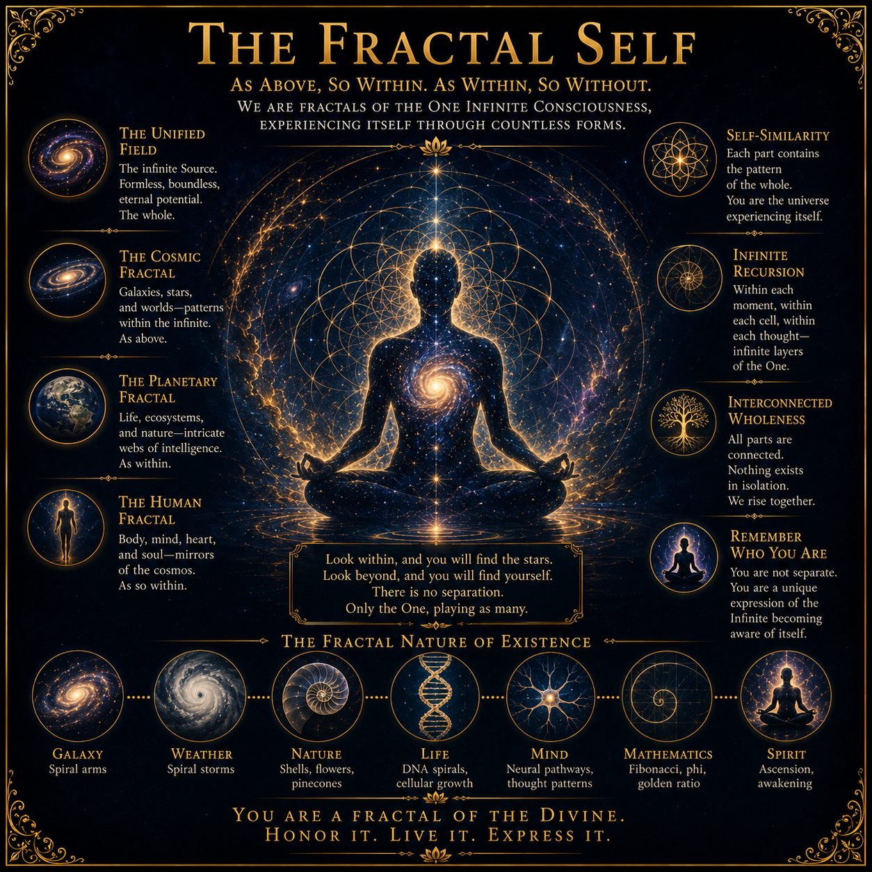 The Fractal Self. The same pattern repeating from galaxy to cell to self.