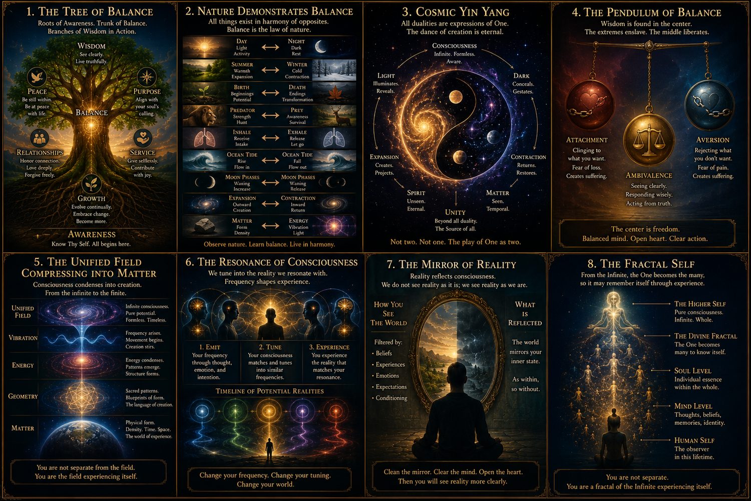 The Thesis at a Glance. Eight plates of the teaching gathered on one page.